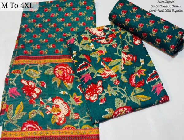 Al- Green Kurti Pant dupatta set